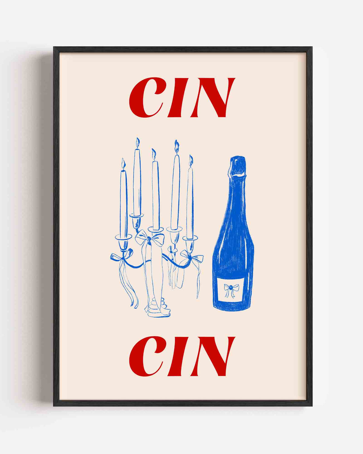 Cin cin fles en kaarsen – Slow Living portret poster als wanddecoratie