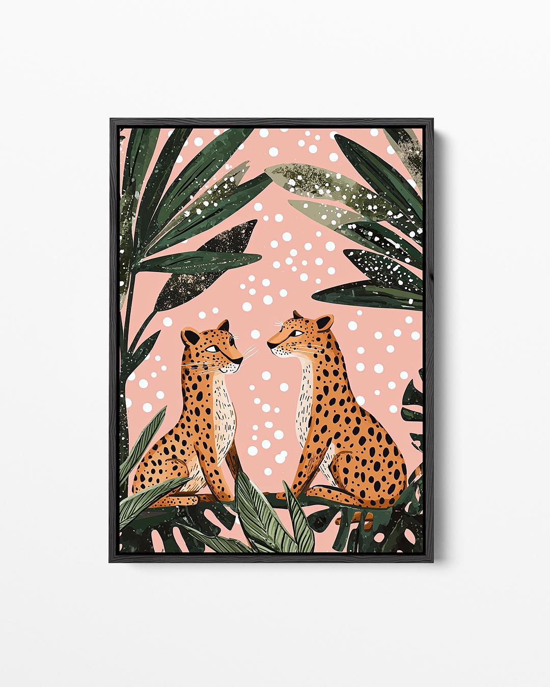 Luipaarden en bladeren – staand wanddecoratie kunstwerk