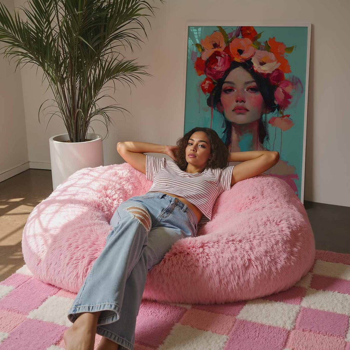 Bloemen Prinses Portret – staande muurposter met Popart uitstraling