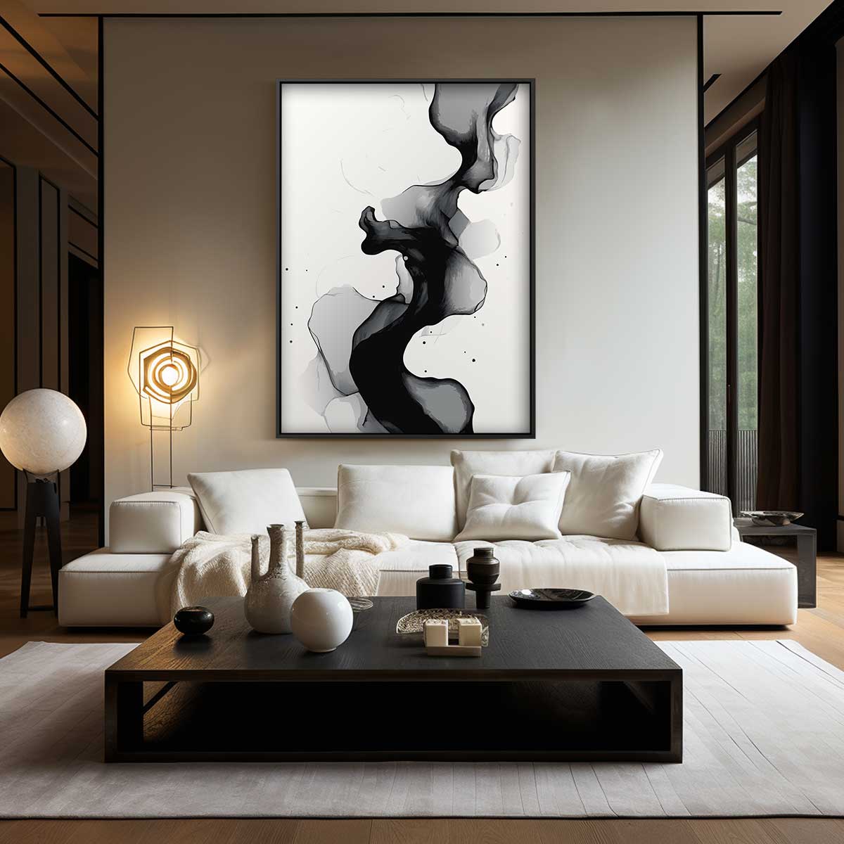 Golvend Grijs – modern portret kunstwerk van WallArtistic