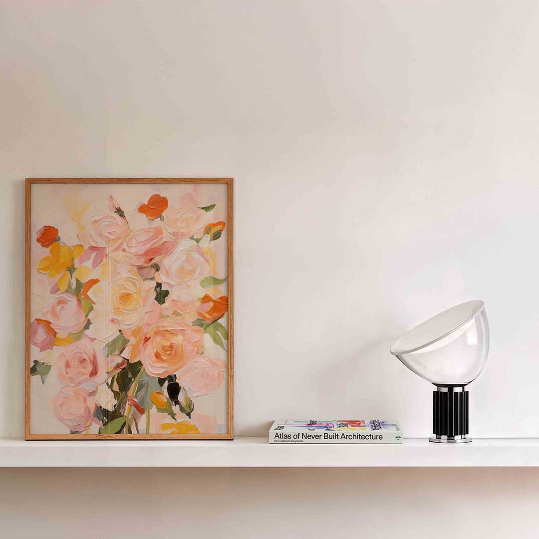 Bloemen in zachte tinten – bloemen wandkunst als portret poster