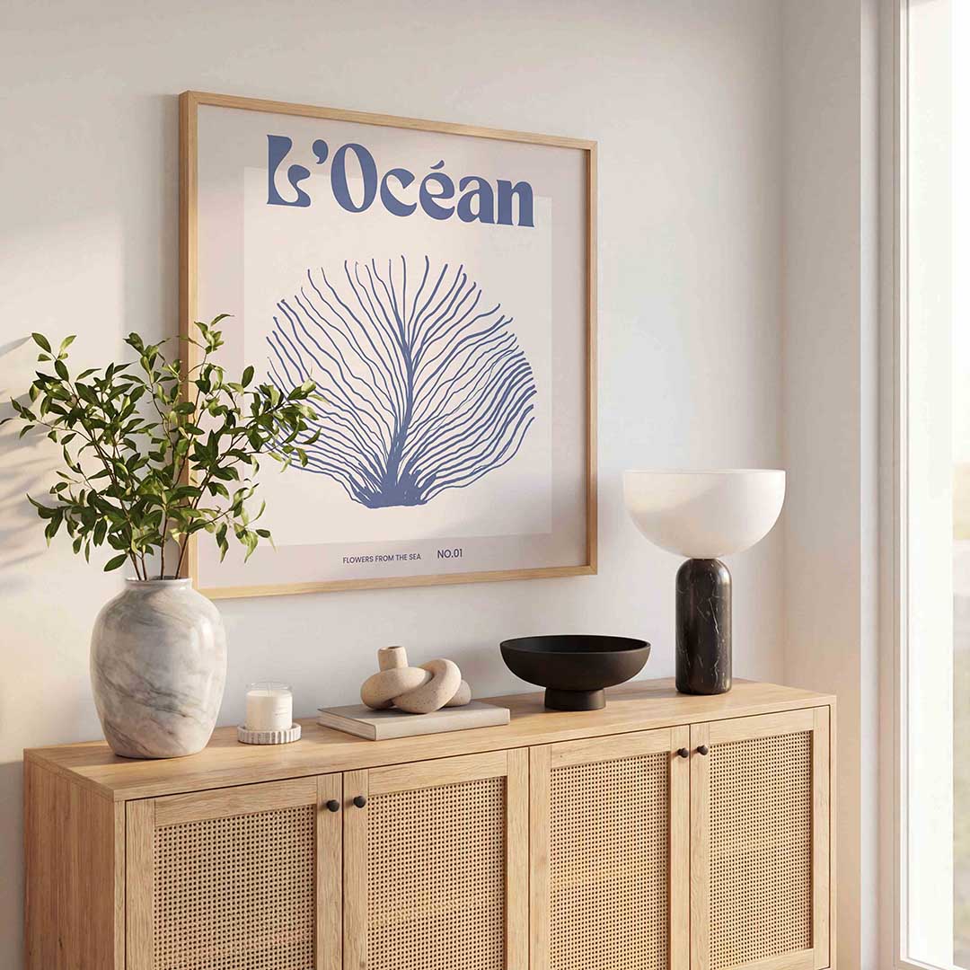 L'océan – kleurrijke poster in vierkant formaat
