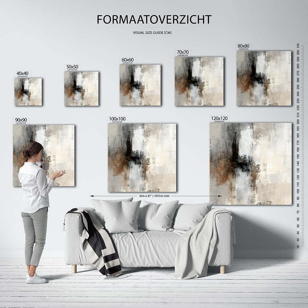 Gelaagde structuren kunstwerk – materiaalweergave – dit werk toont een dynamisch spel van overlappende vormen en texturen. De