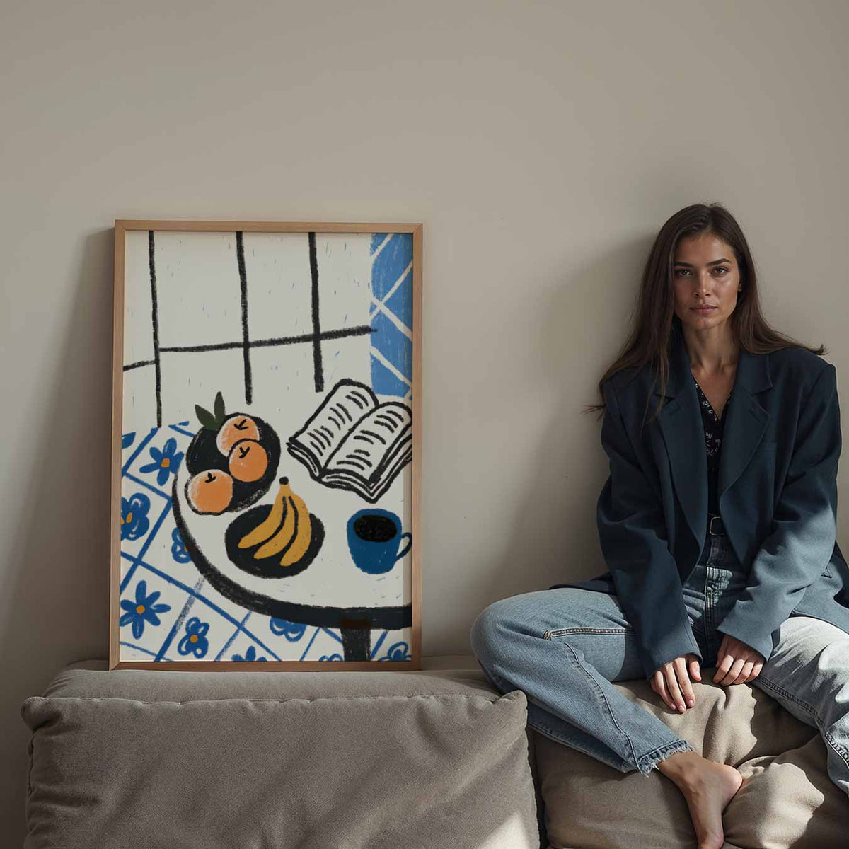 Ontspannen Ochtendmoment – staande keuken wanddecoratie van WallArtistic