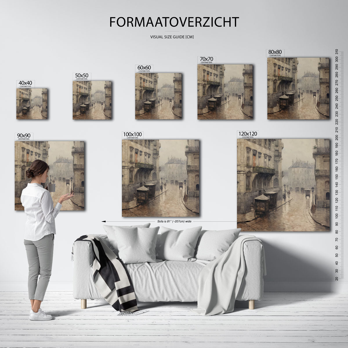 Historische straat – vierkante muurposter met vintage uitstraling