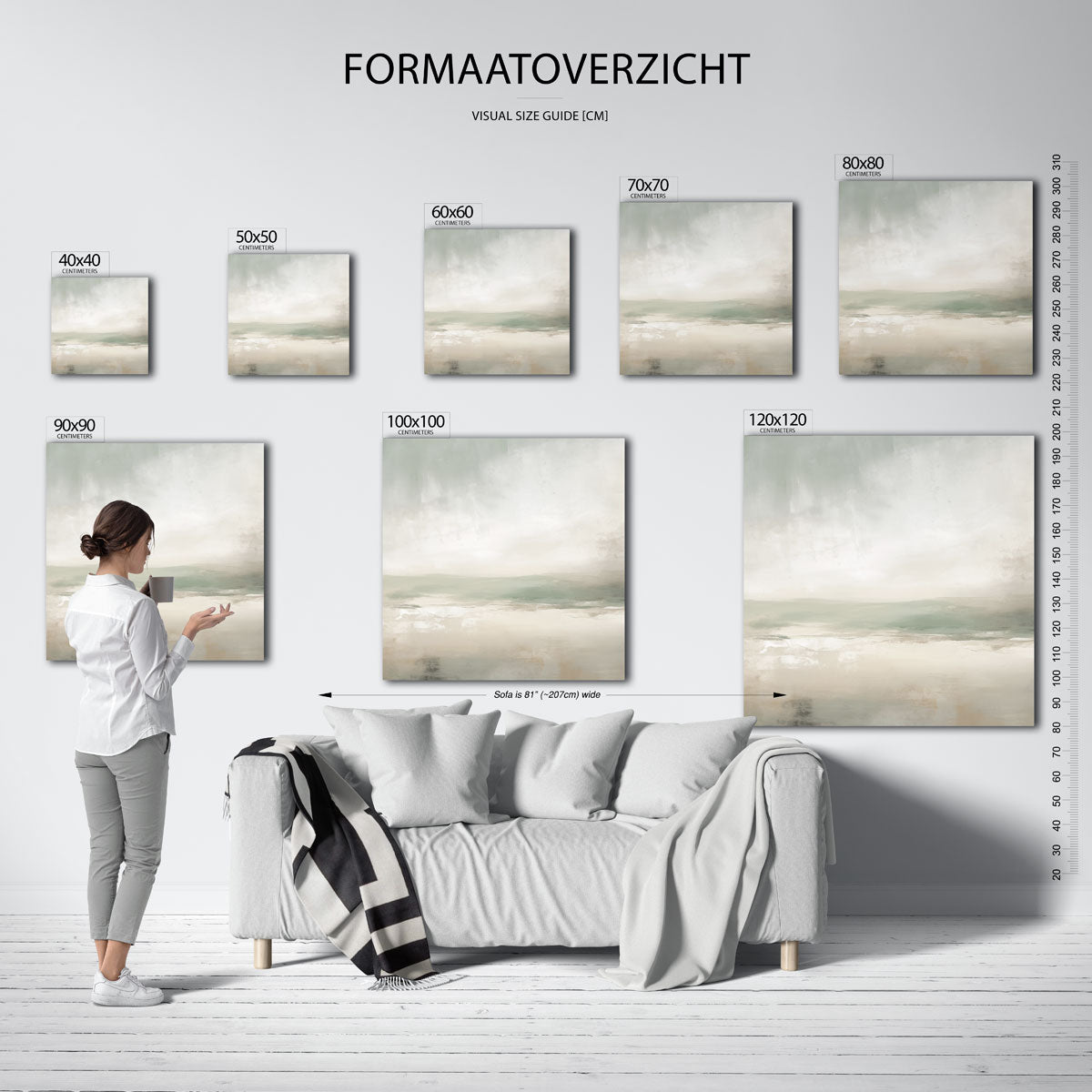 Rustige landschap – vierkante muurposter met abstracte vormen