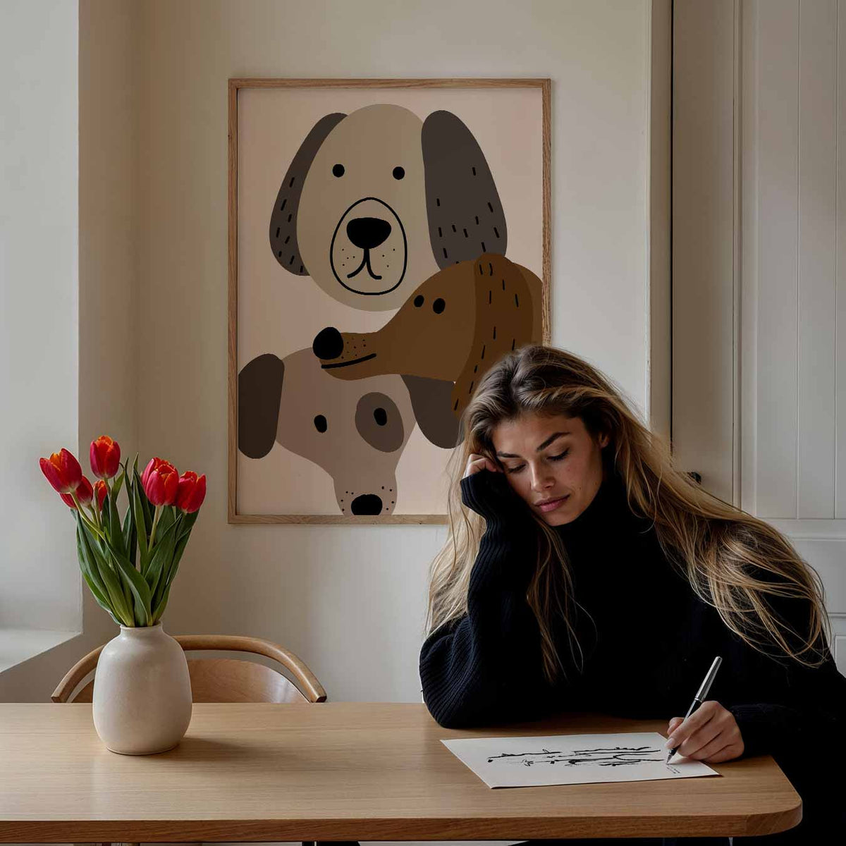 Schattige Hondenportretten – staande muurposter voor de kinderkamer