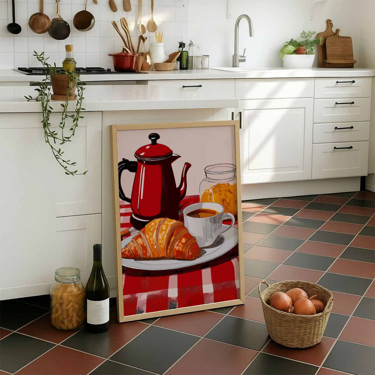 Franse Ontbijt Sfeerposter – staande muurposter voor keuken of eethoek