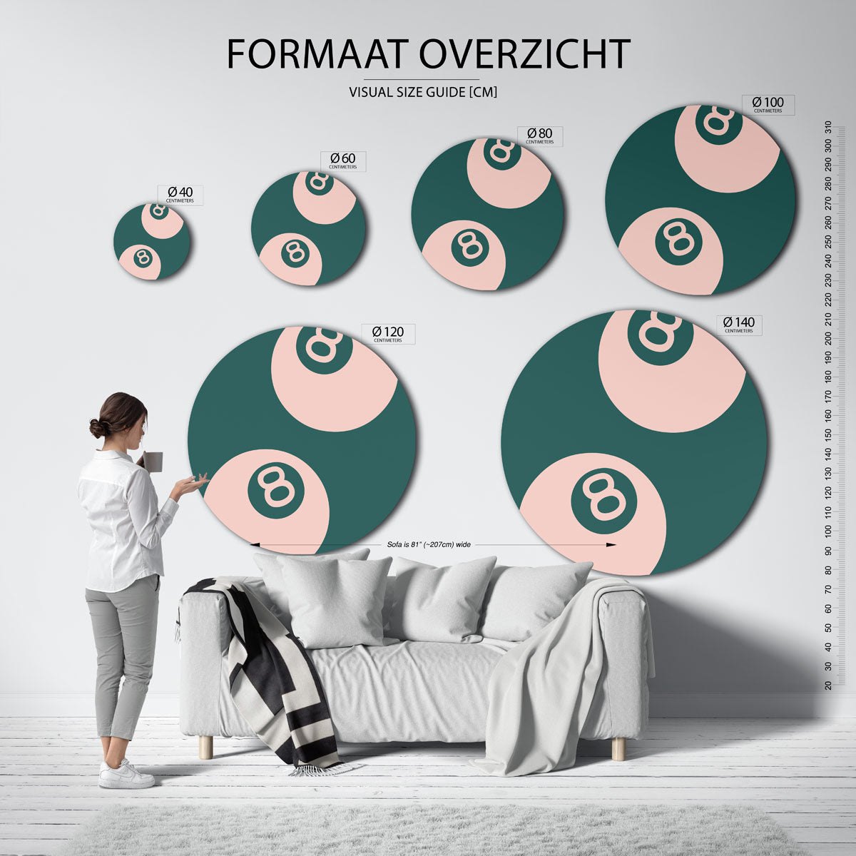 Biljartballen – ronde muurdecoratie met kleur en vorm