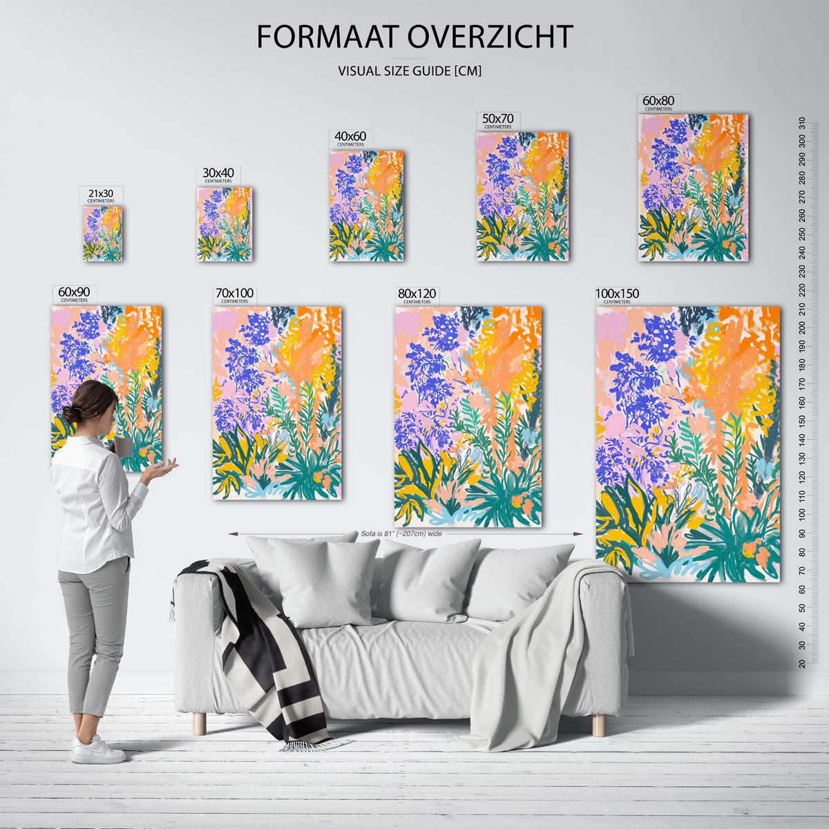 Botanische kleurenexplosie – staande muurposter met bloemen