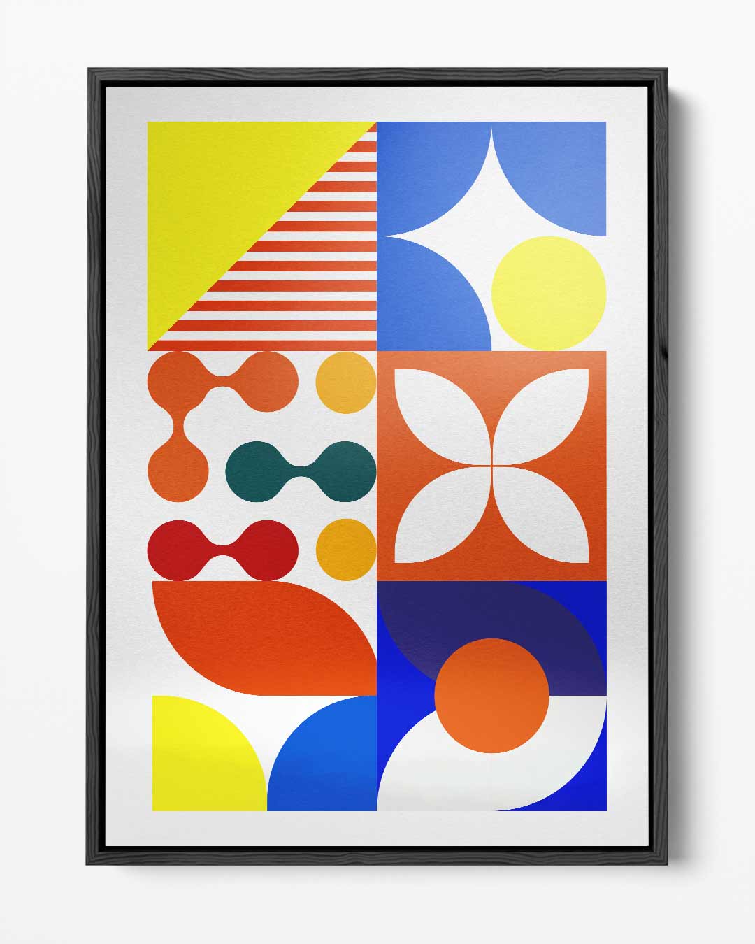 Kleurrijk Geometrisch Genot – portret kunstwerk als wanddecoratie