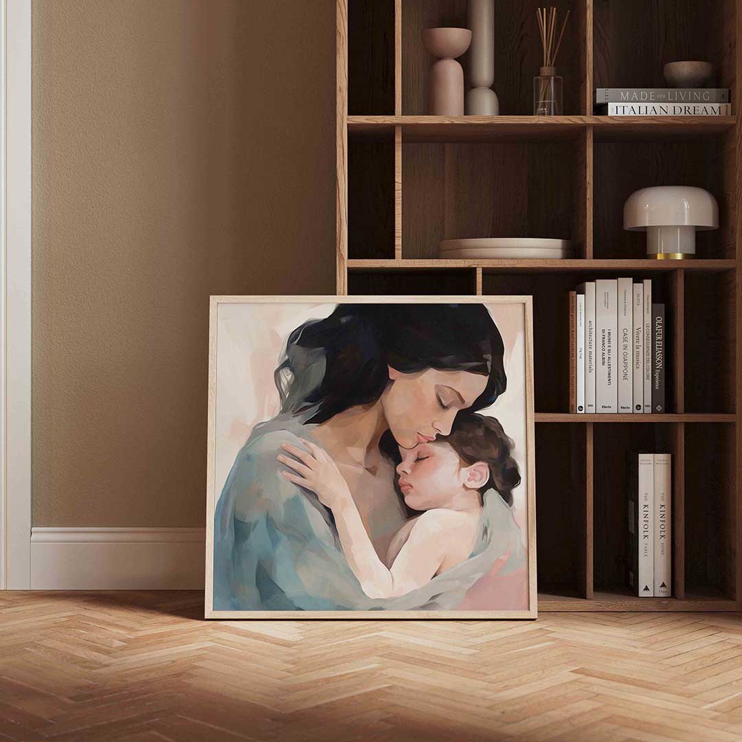 Moeder en kind – portret poster in vierkant formaat