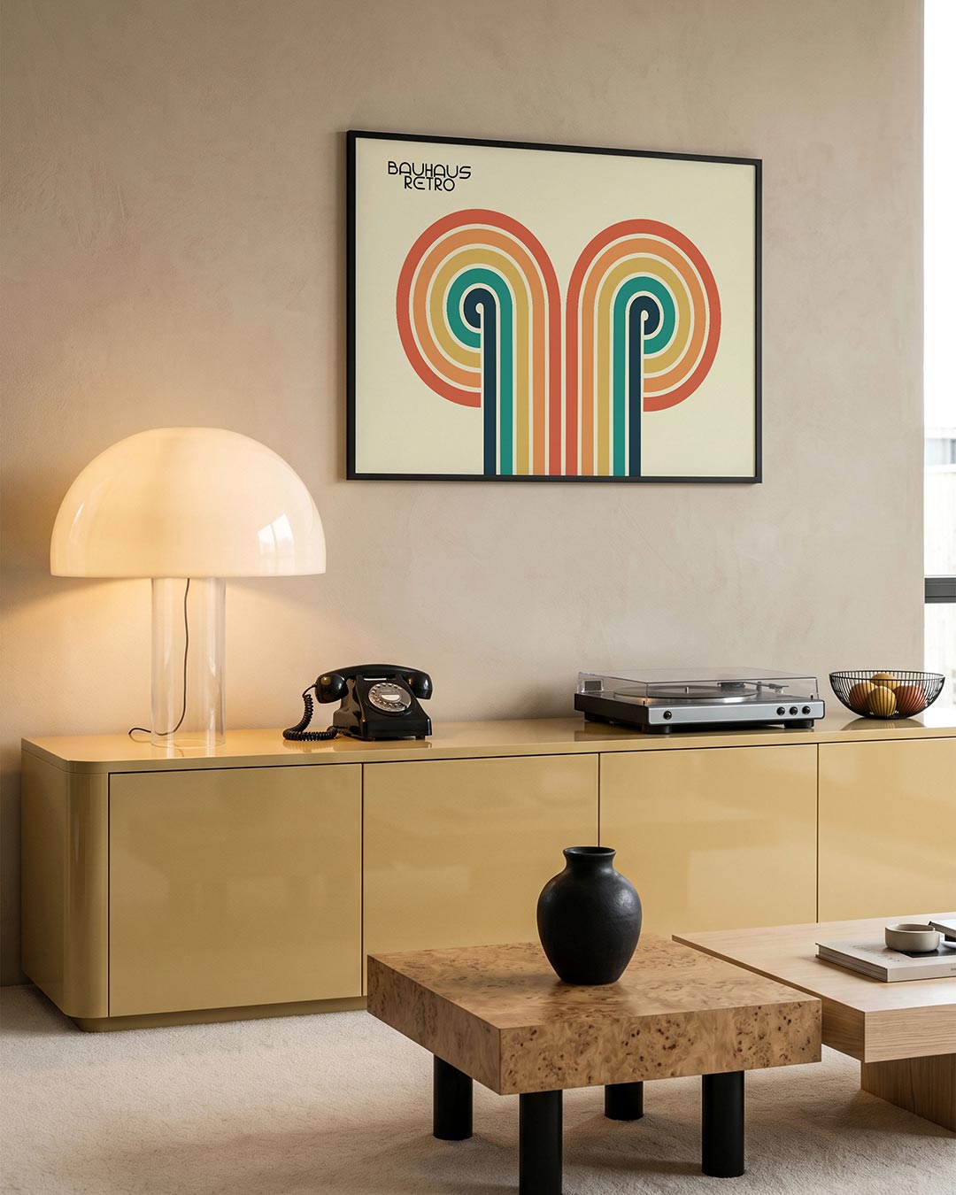 Kleurrijke lijnbogen – moderne Bauhaus wandkunst als poster