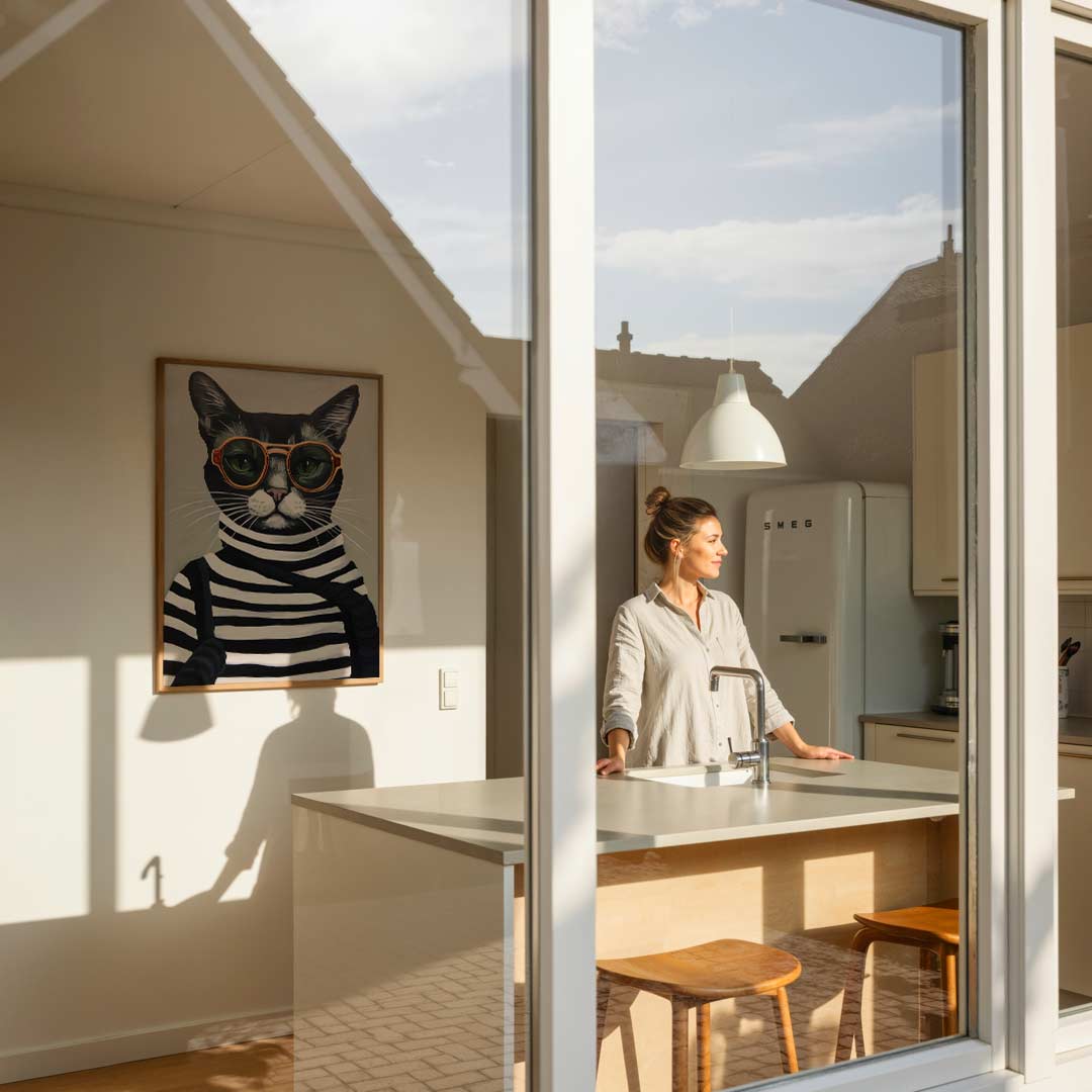 Hipster Kat Kunstposter – dierenposter als moderne staande wanddecoratie