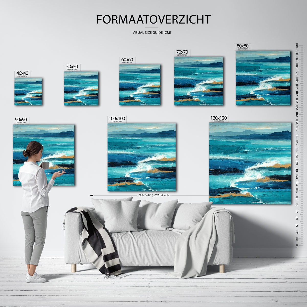Golven en bergen – vierkante muurposter met abstracte vormen