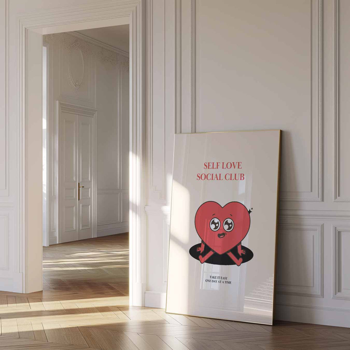 Zelfliefde Social Club – zomer poster als frisse staande wanddecoratie