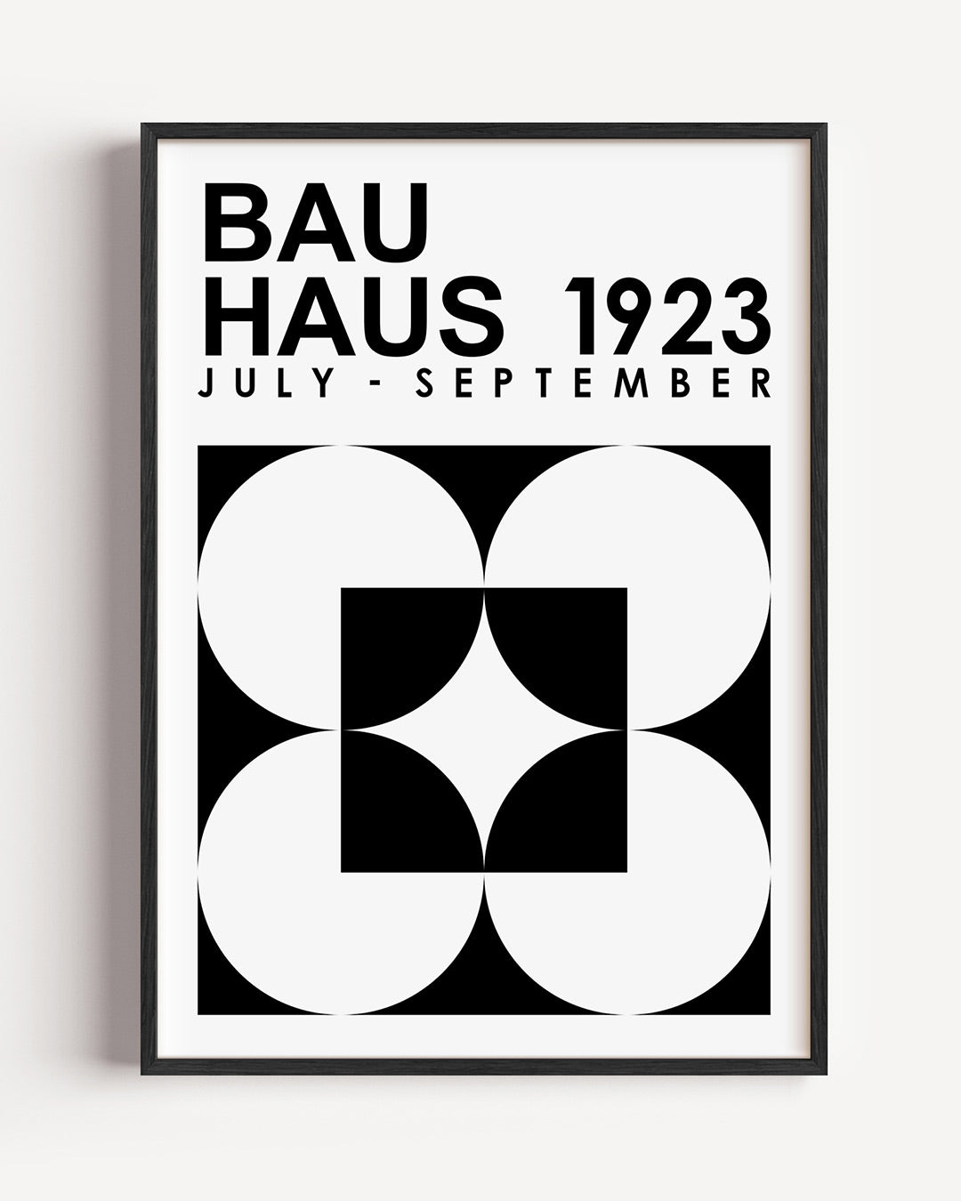 Zwart wit geometrie – staande Bauhaus poster als wanddecoratie