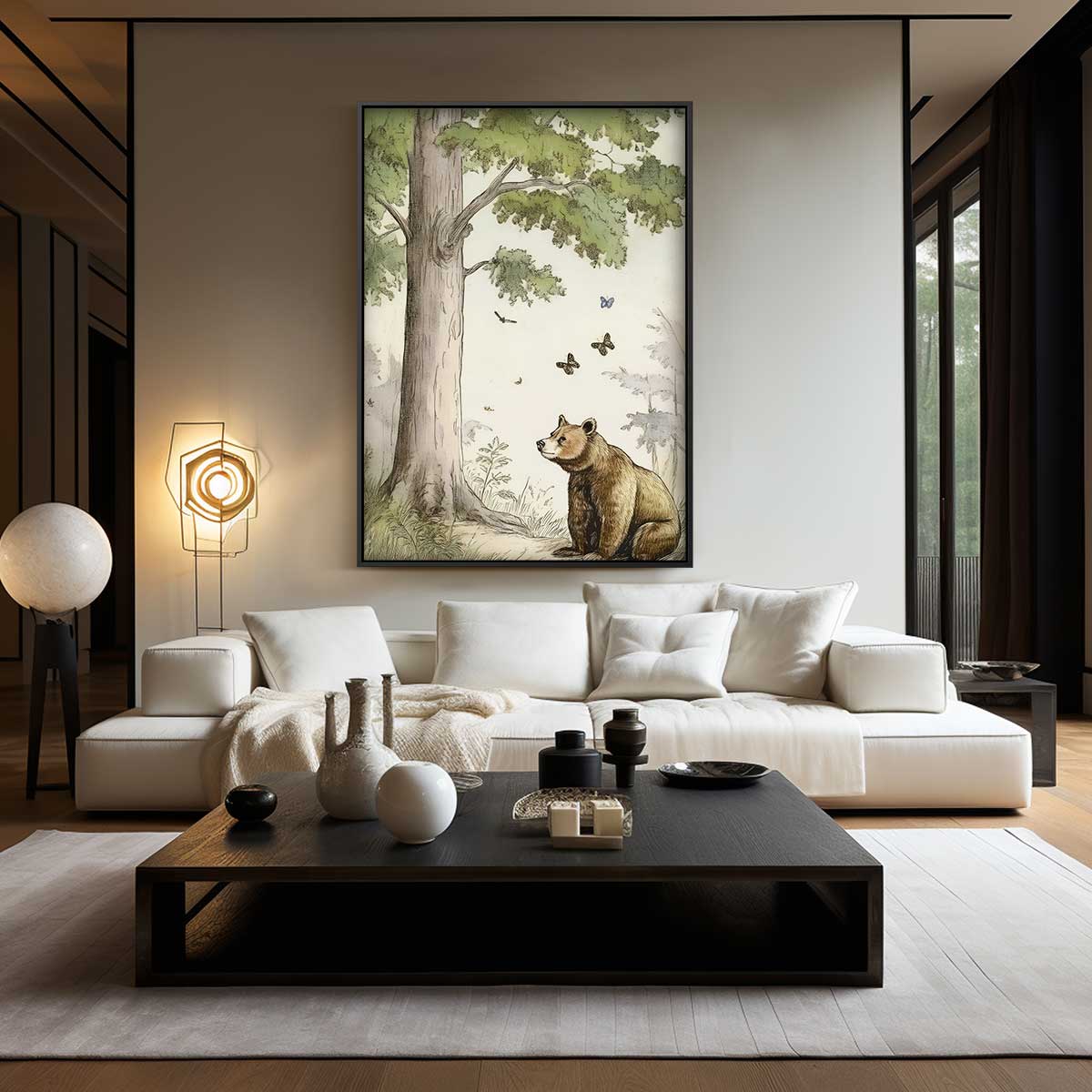 Rustige Bosbeer bij de Oude Eik – canvas wanddecoratie in portret formaat