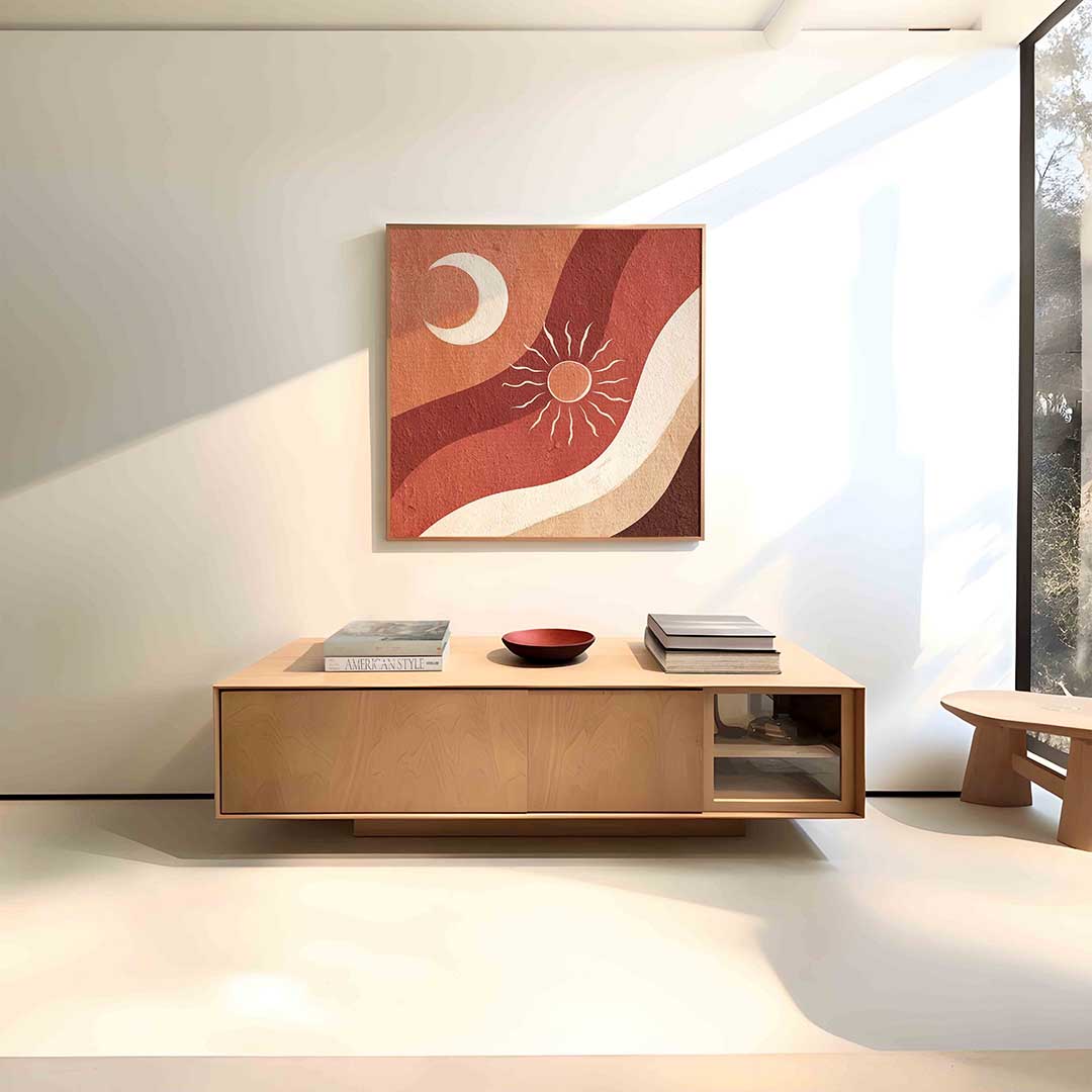 Zon en maan – vierkante abstracte wanddecoratie van WallArtistic