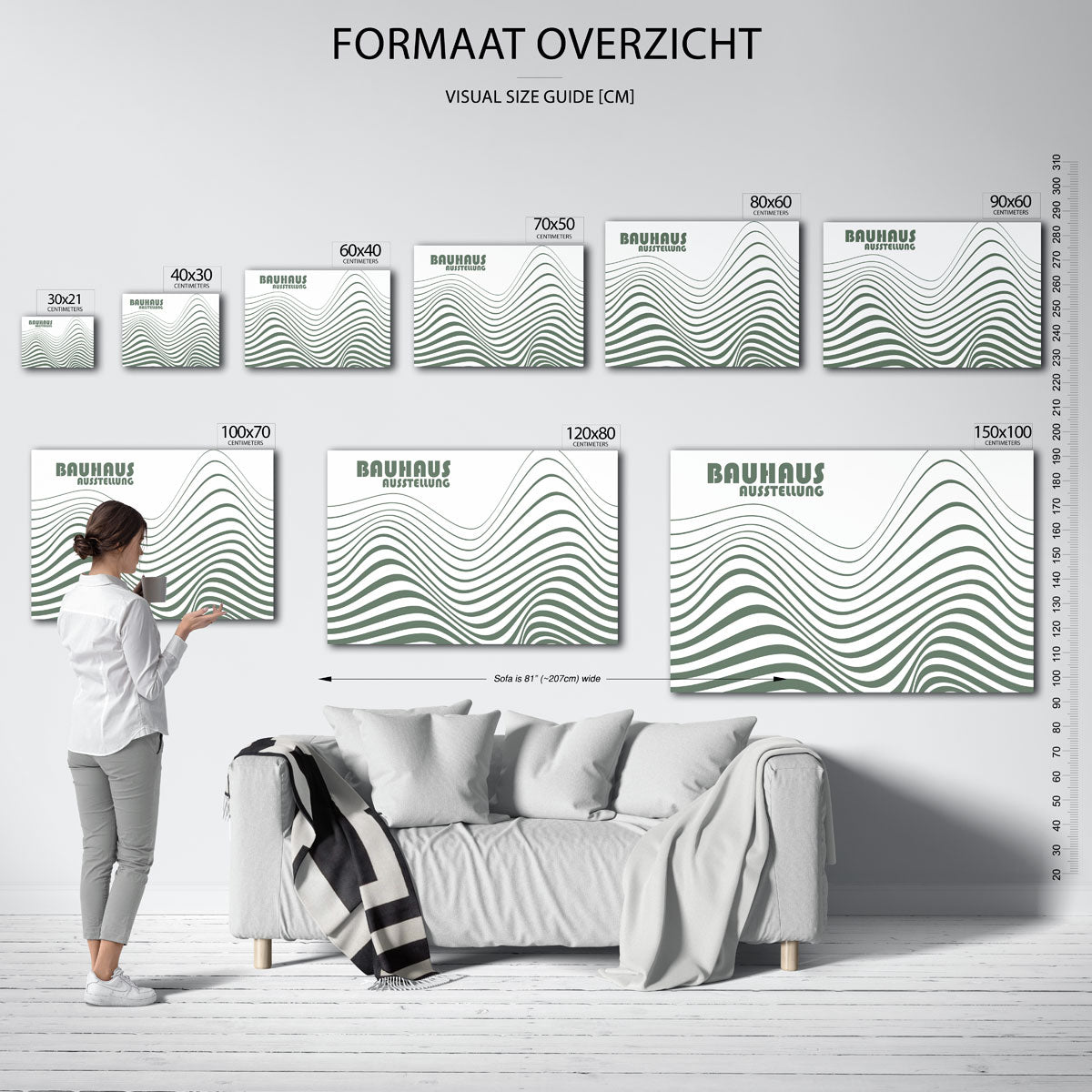 Golvend lijnenspel – Bauhaus poster als geometrische wanddecoratie
