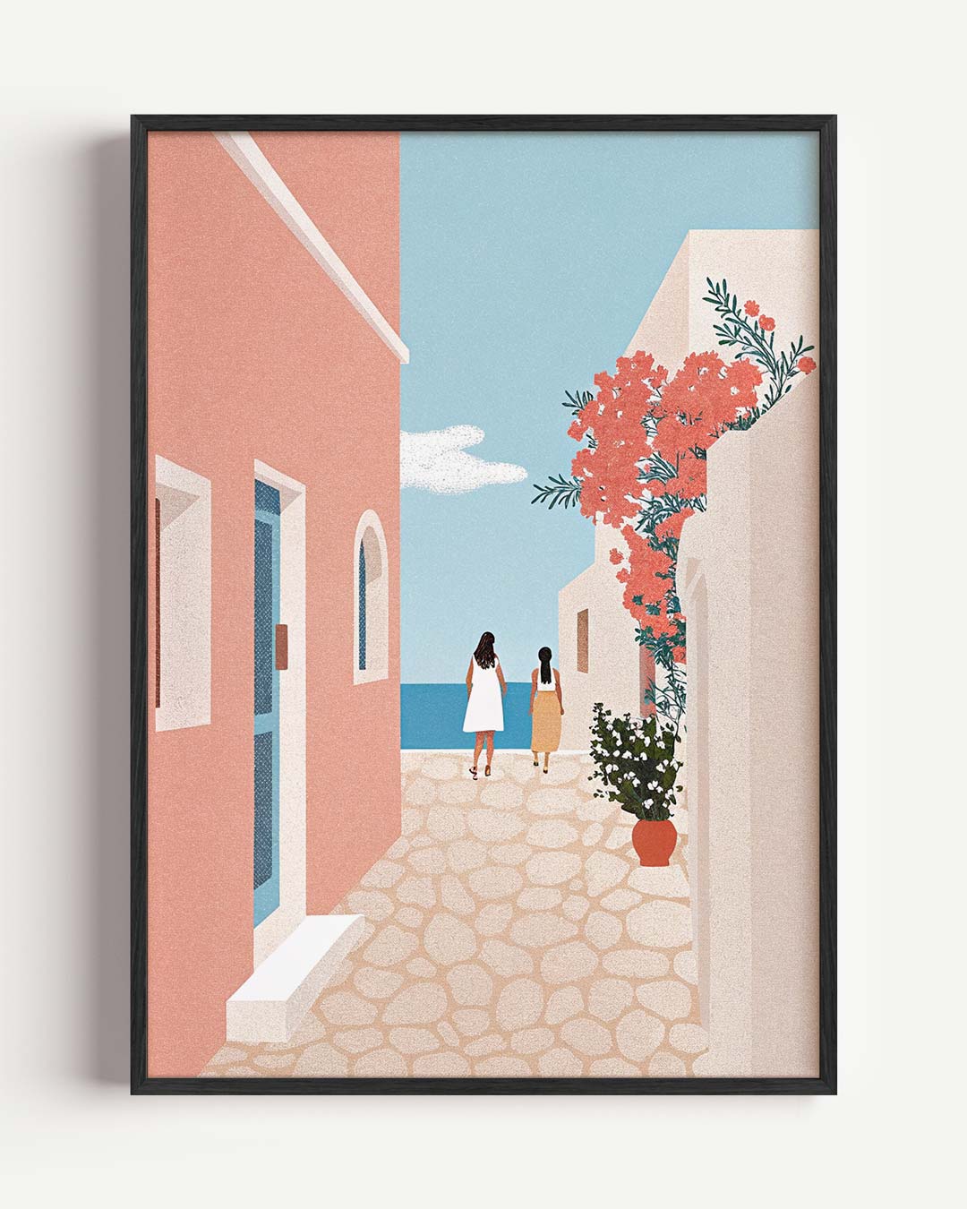 Zomerse Straat in Griekenland – zomer portret poster als wanddecoratie