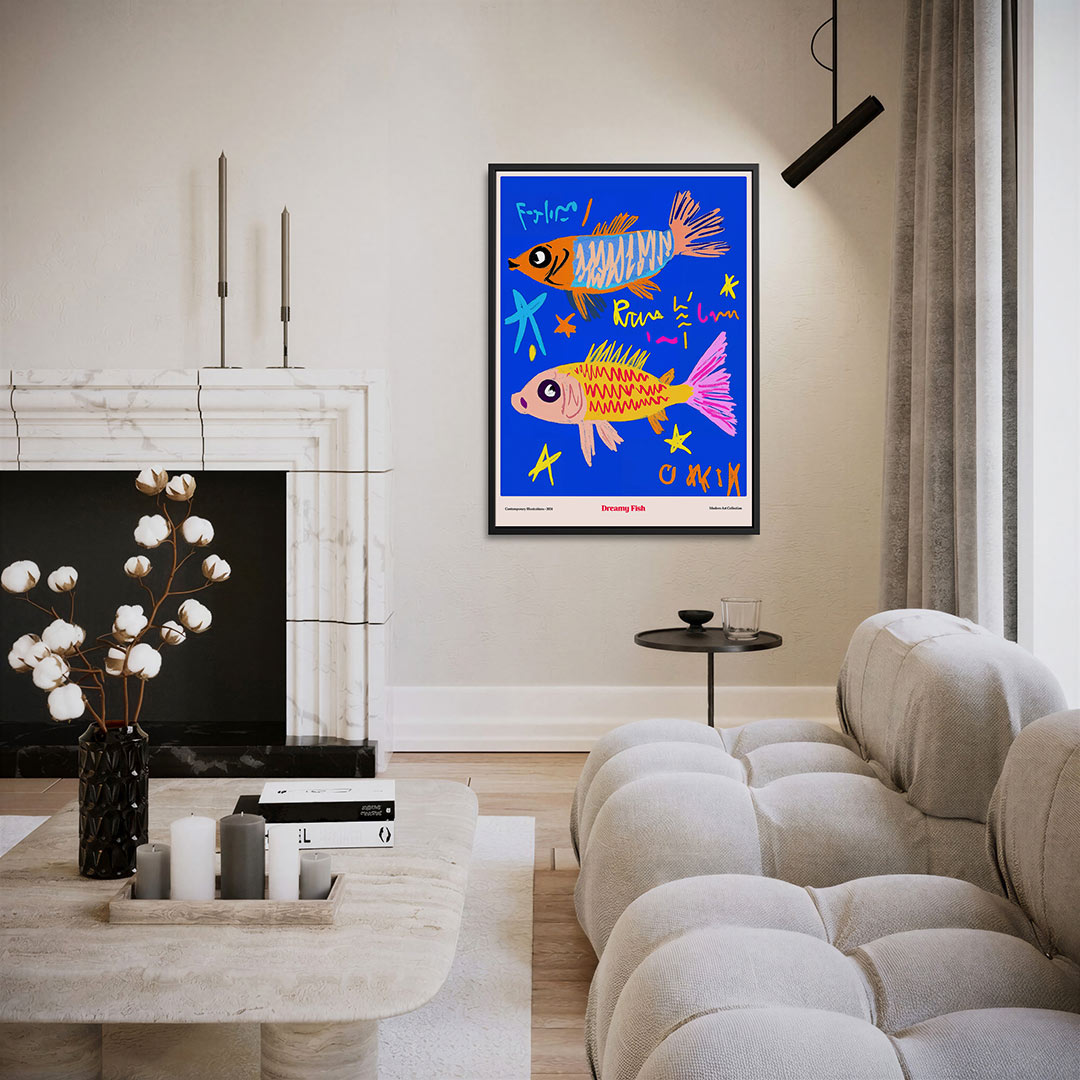 Vrolijke vissen – moderne staande wandkunst