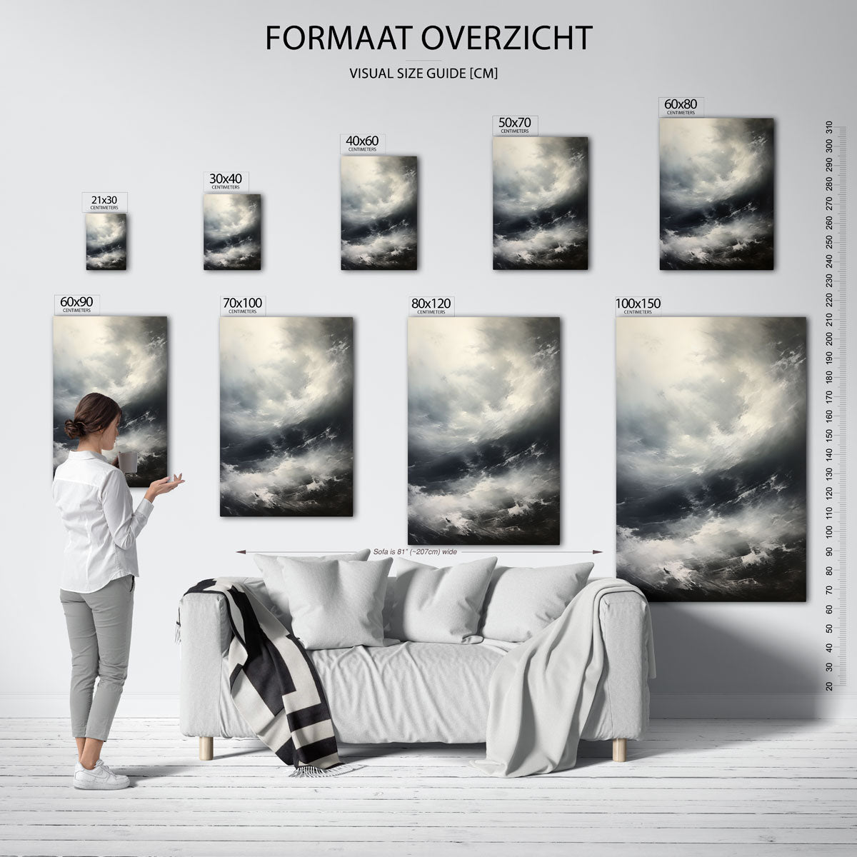 Dramatische wolkenlucht – staande muurposter met botanisch thema