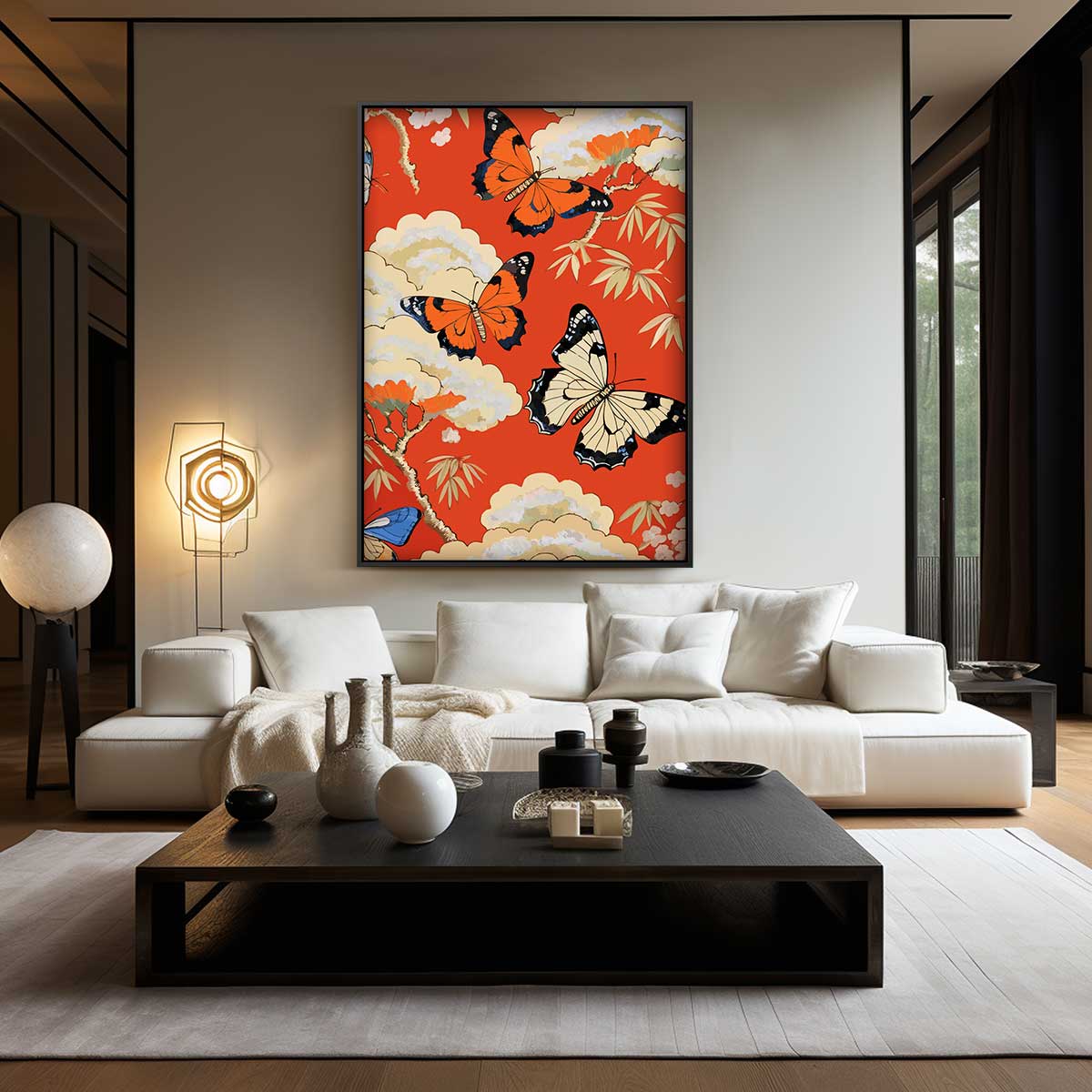 Vlinders in de Lucht – kunstwerk met zwarte baklijst