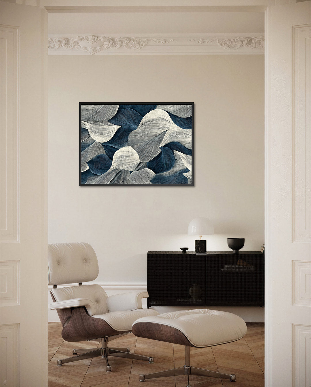 Golvende lijnen – Wanddecoratie kunstwerk – liggende wanddecoratie