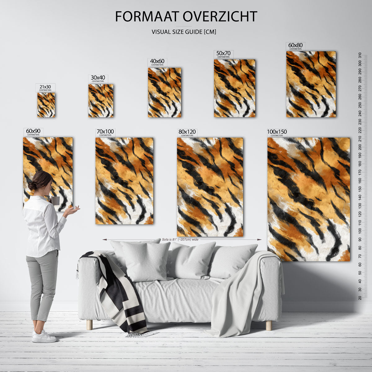 Tijgerstrepen patroon – staande muurposter met safari thema