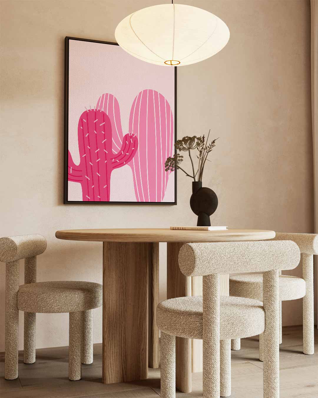 Roze Cactus Verbeelding – canvas wanddecoratie in portret formaat
