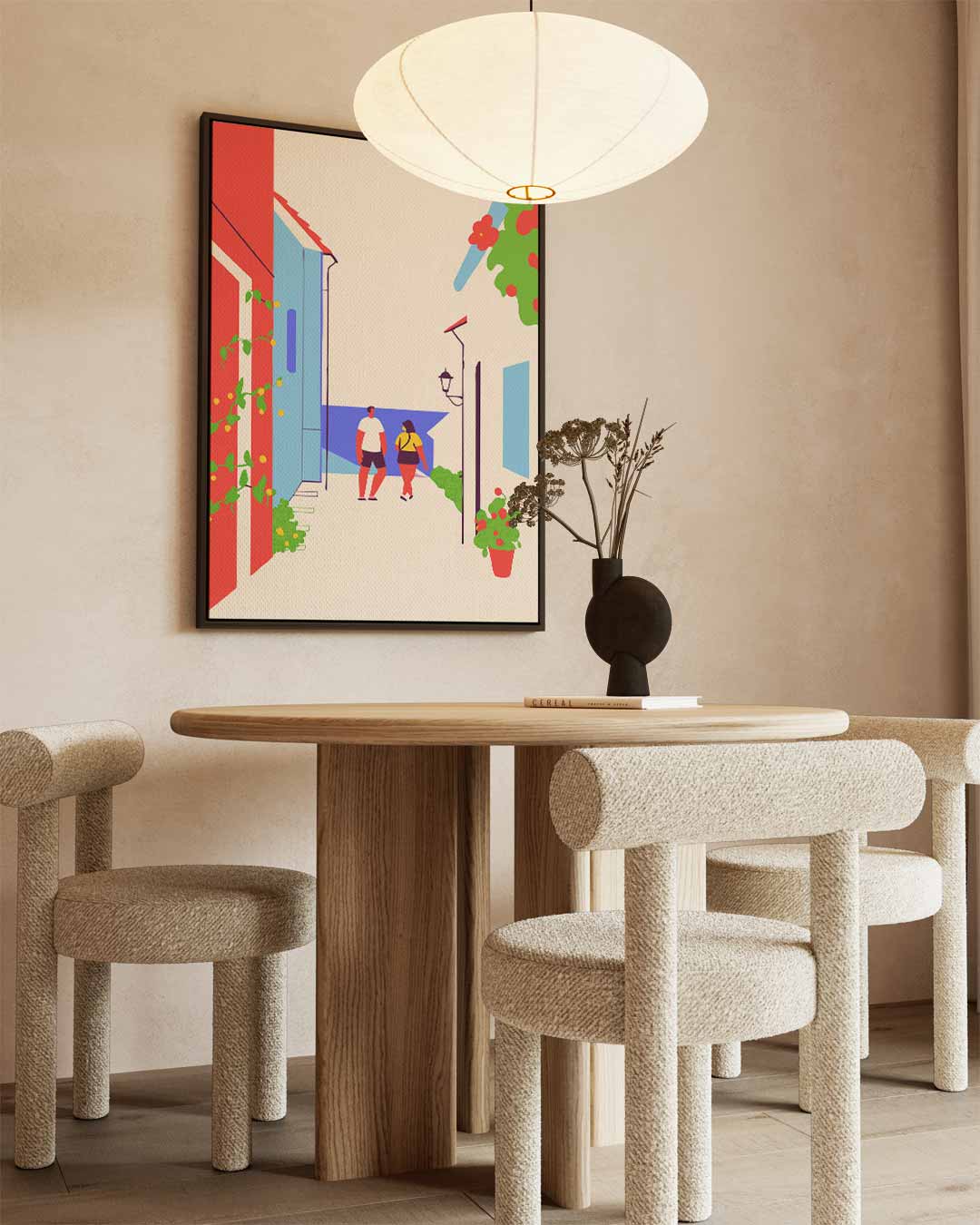 Kleurrijke Stadswandeling – staand kunstwerk voor modern interieur