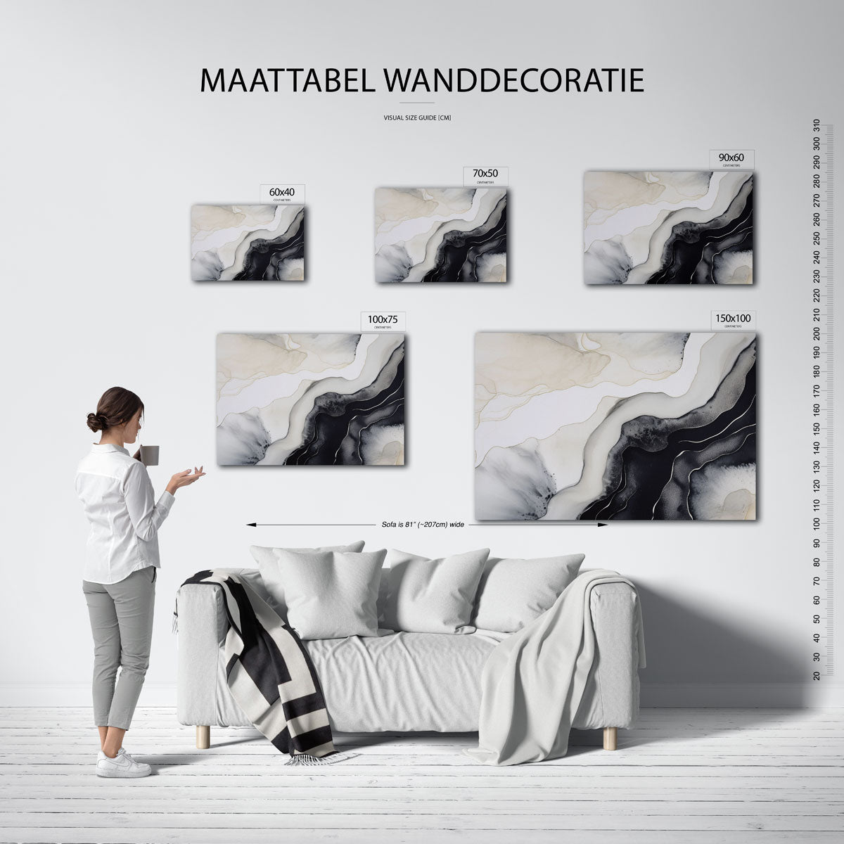 Organische lijnen – Kleurverlopen – moderne liggende wandkunst