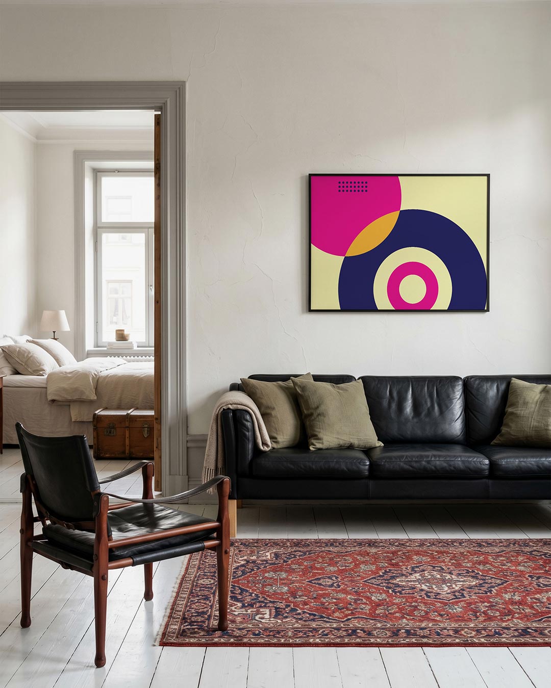 Cirkelvormen en kleur – geometrische Bauhaus poster in liggend formaat