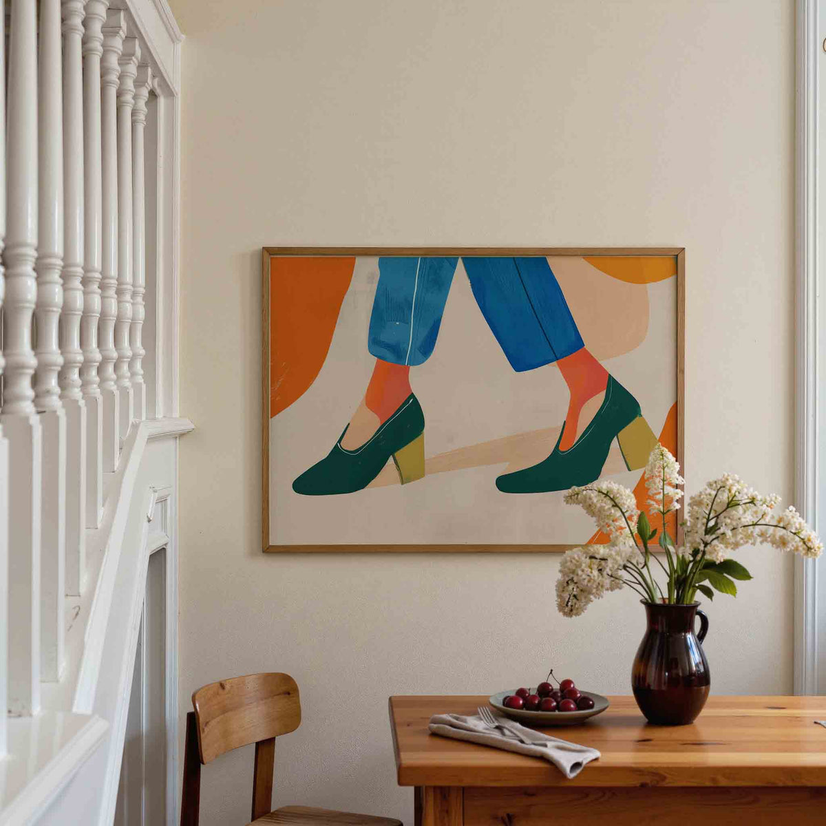 Schoenen en broek – liggende illustratie poster als wanddecoratie