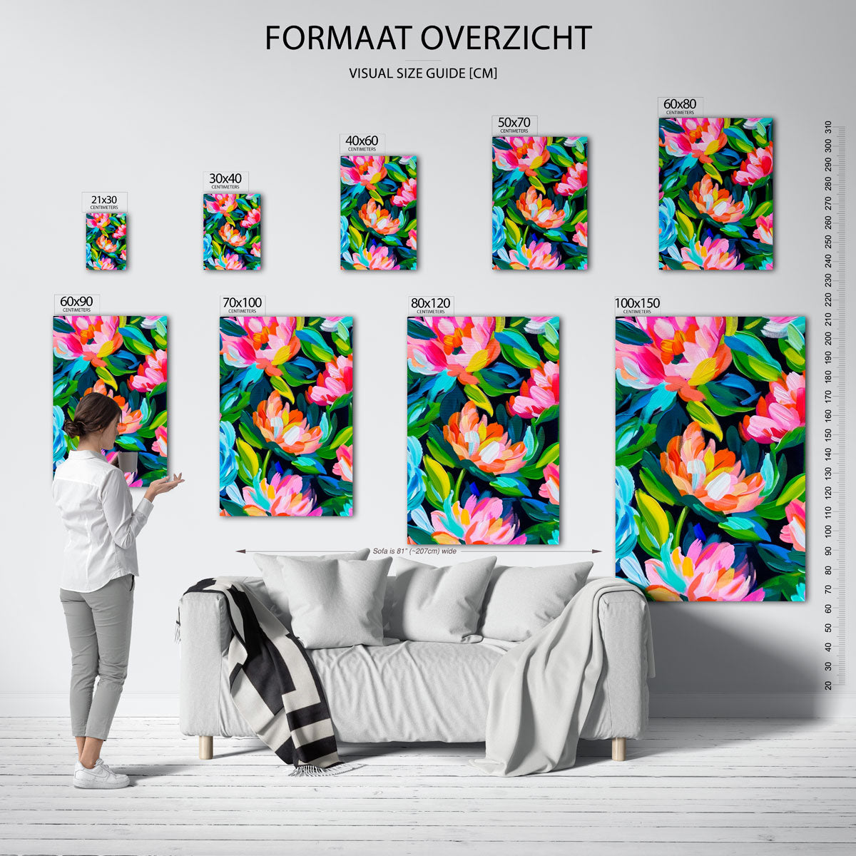 Bloemenexplosie – staande muurposter met kleurrijke illustratie