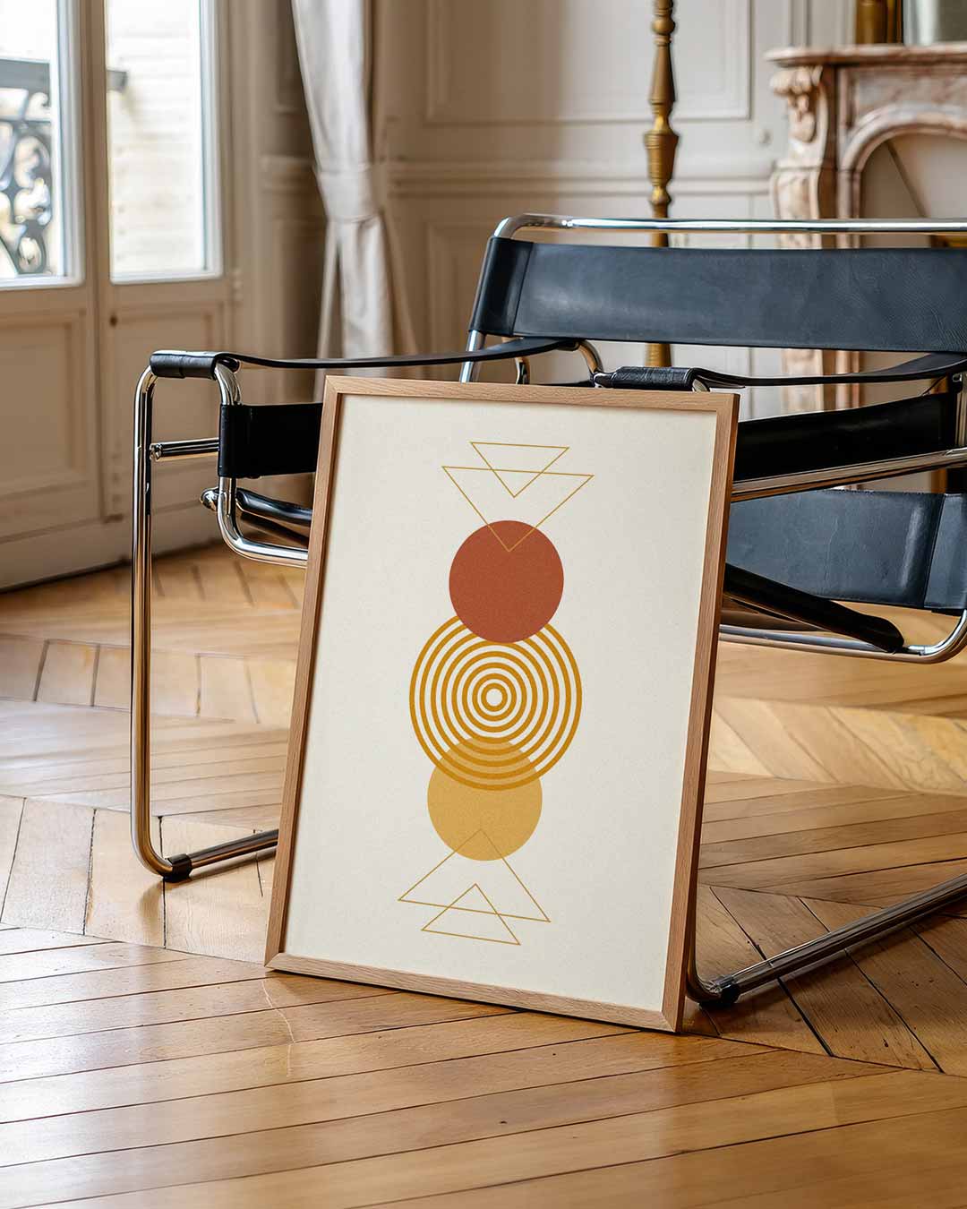 Retro Geometrische Stijl – staande abstracte wanddecoratie van WallArtistic