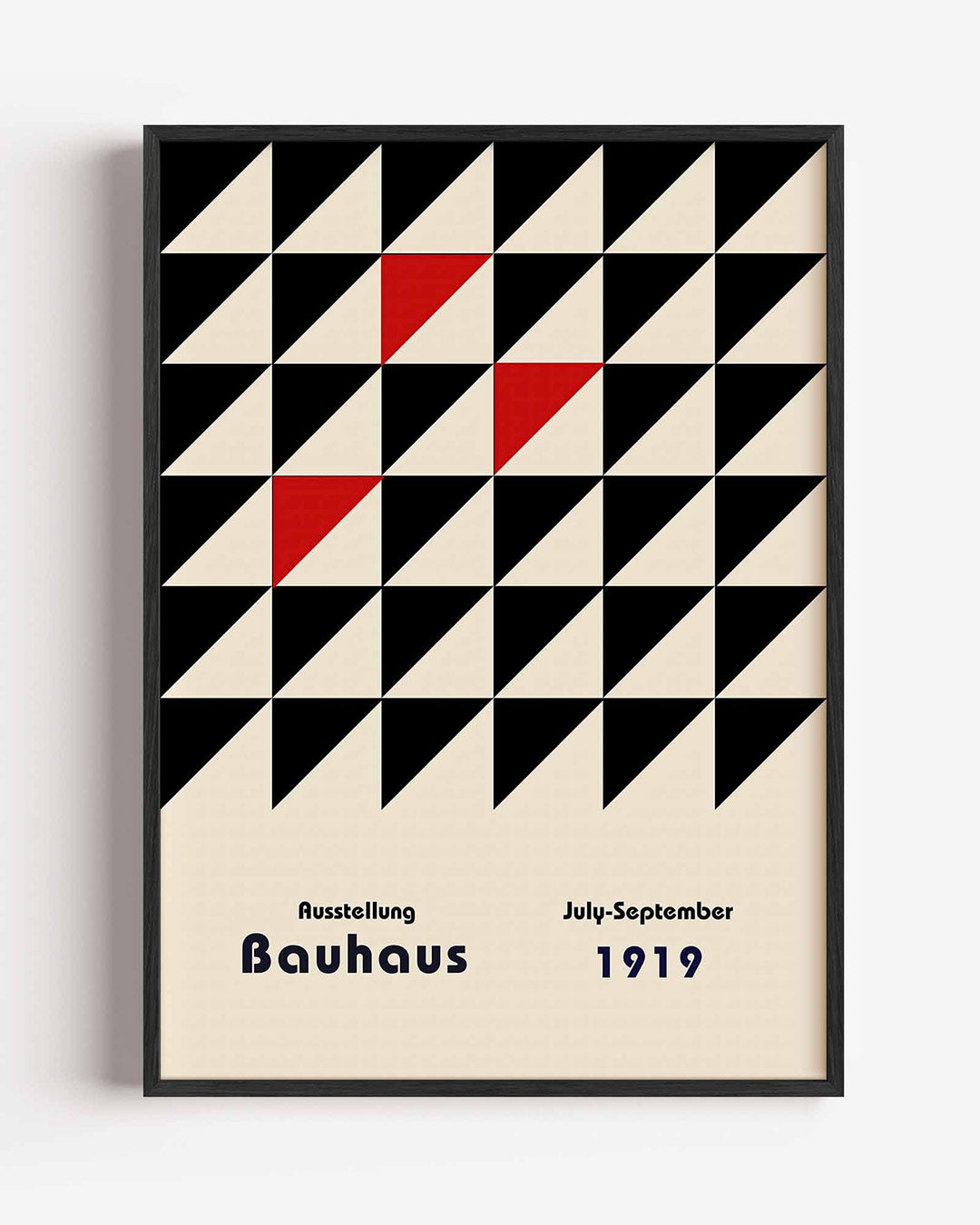 Driehoekpatroon en tekst – staande Bauhaus poster als wanddecoratie