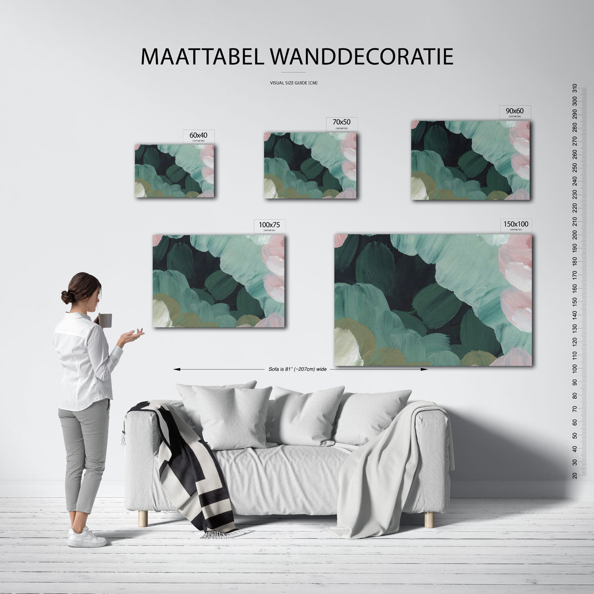 Organische borstelvegen – Organische – moderne liggende wandkunst