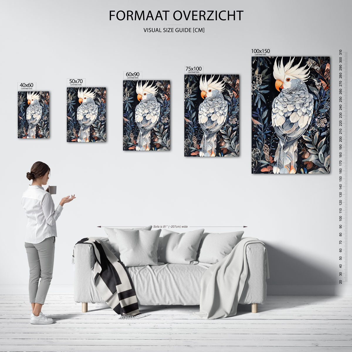 Vogels en bladeren – staand wanddecoratie kunstwerk