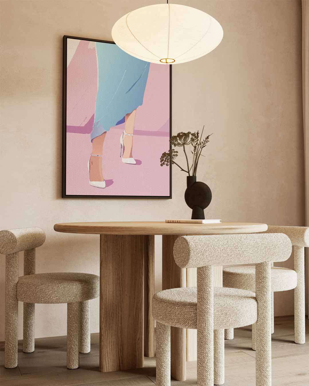 Elegantie in Pastel – dibond wanddecoratie in staand formaat