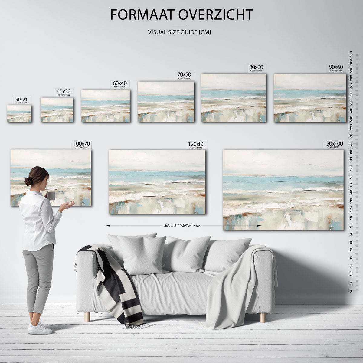 Strand en zee – landscape muurposter met eigentijdse illustratie