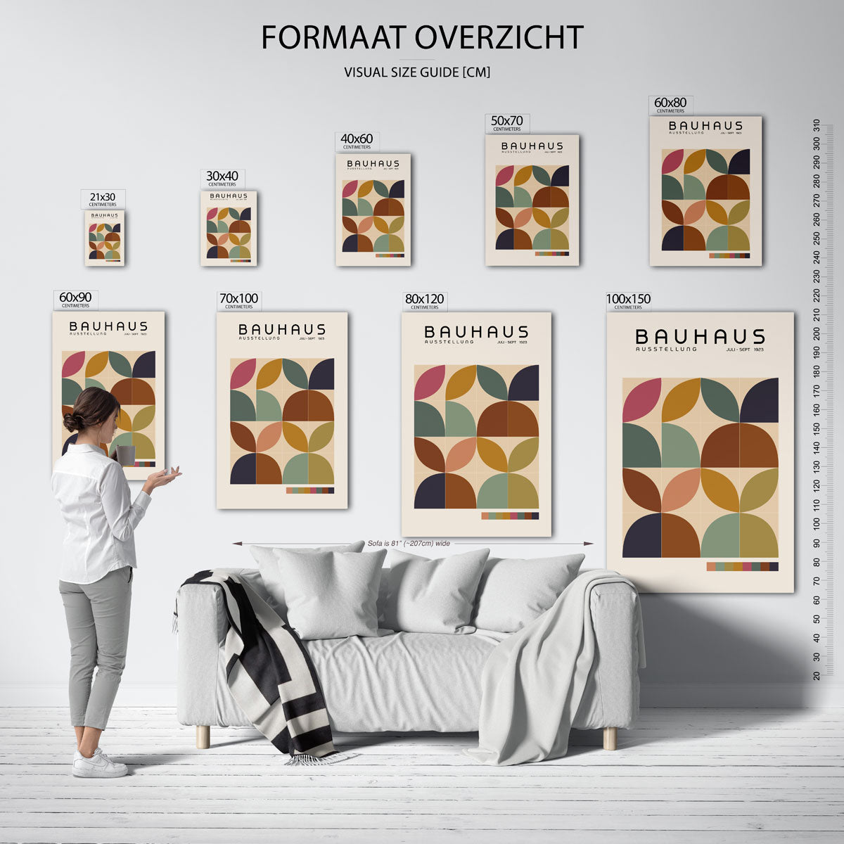 Vormritme en kleur – geometrische poster in Bauhaus-stijl van WallArtistic