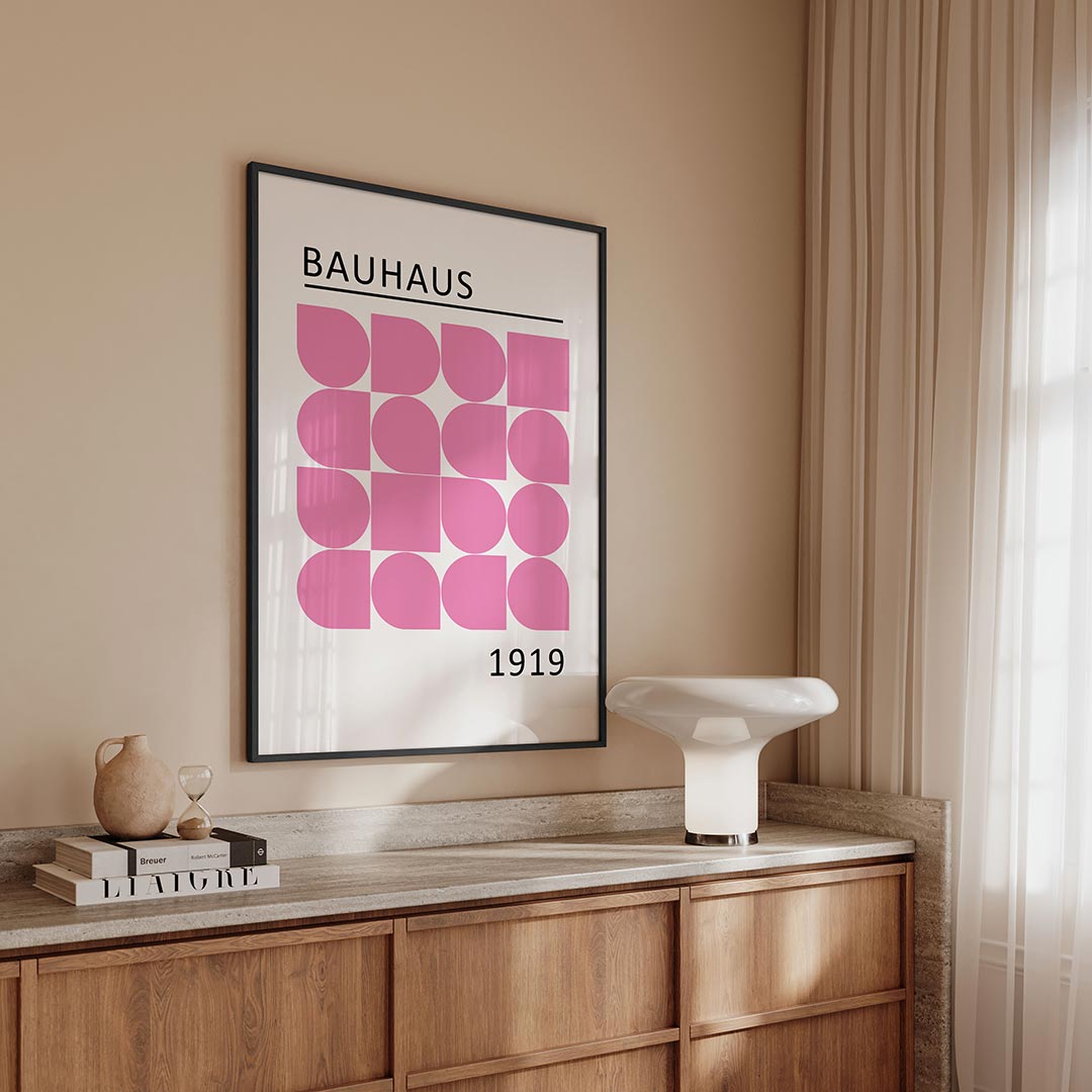 Vormritme en kleur – geometrische Bauhaus poster in staand formaat