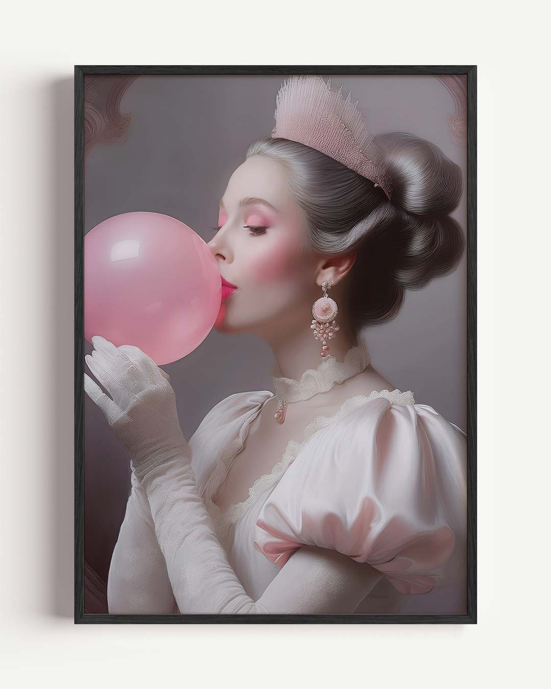 Vintage Glamour Bubblegum – zomer portret poster als wanddecoratie
