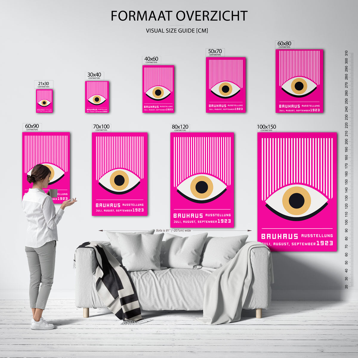 Lijnen en oogvorm – geometrische poster in Bauhaus-stijl van WallArtistic