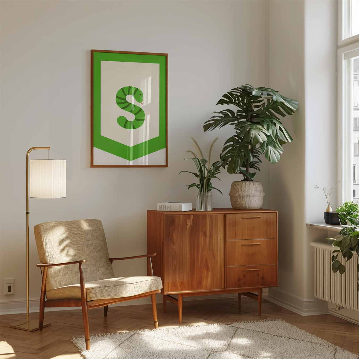 Slangenletter – speelse wandkunst als portret kinderposter