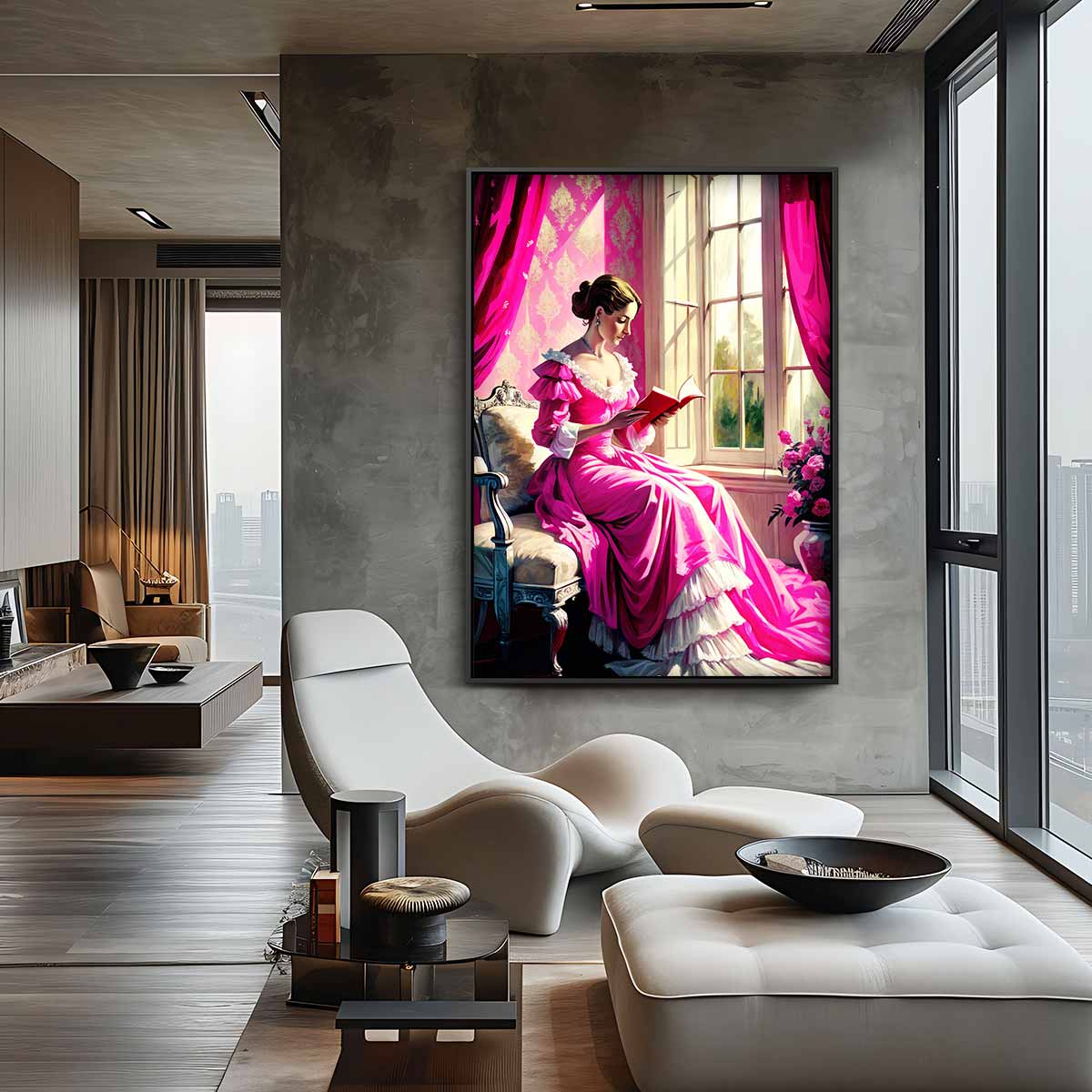 Leesplezier bij het Raam – staand kunstwerk voor modern interieur