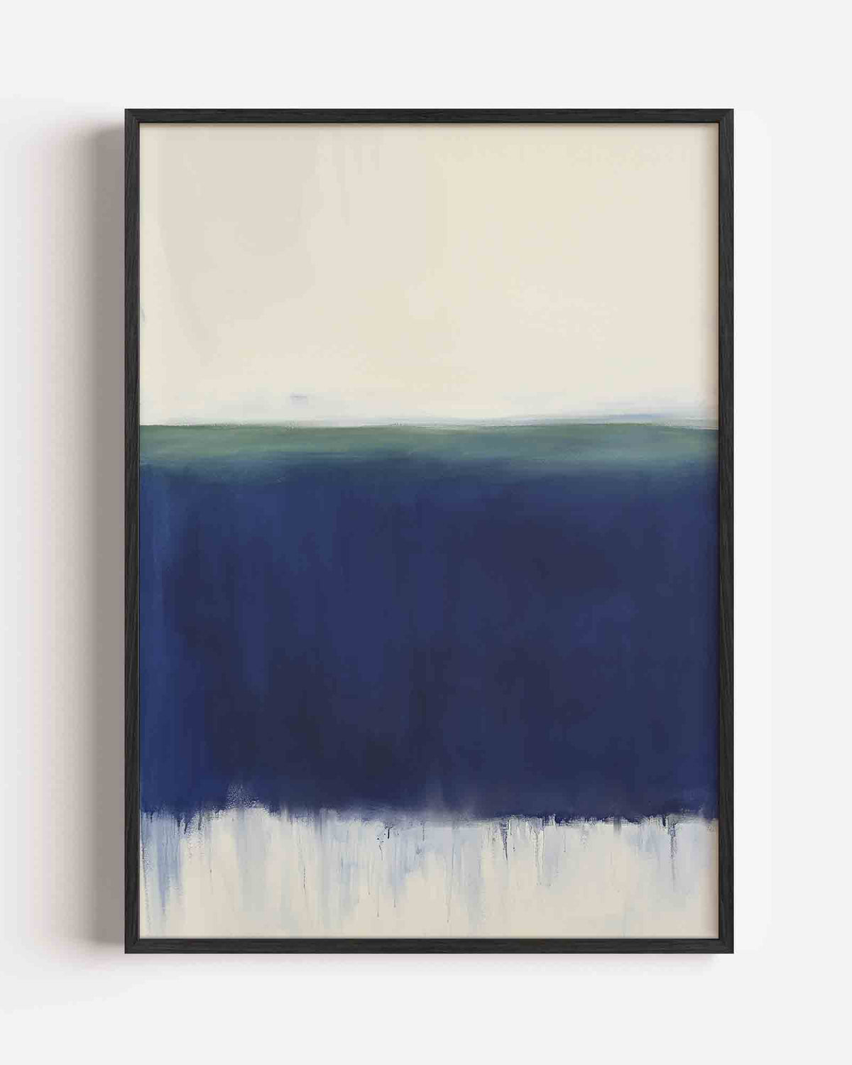 Horizontale blauwe en witte – Kunst & Design poster als staande wanddecoratie