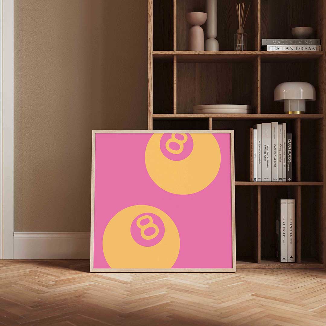 Biljartballen – kleurrijke Pop Art poster in vierkant formaat
